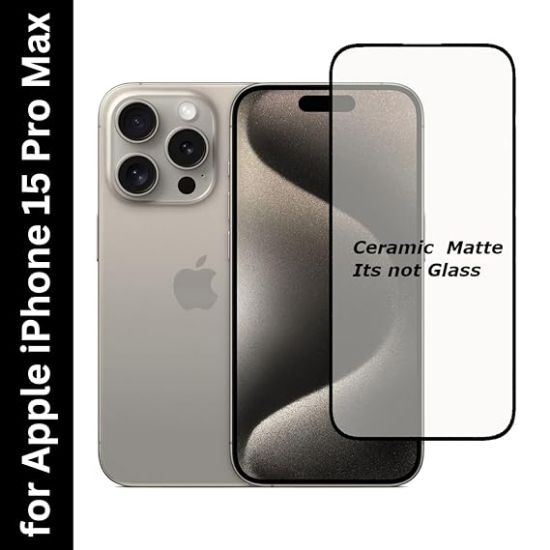 Picture of Apple iPhone 15 Pro Max Matte Finish Tempered Glass Screen Protector - Anti-Glare and Smooth Touch