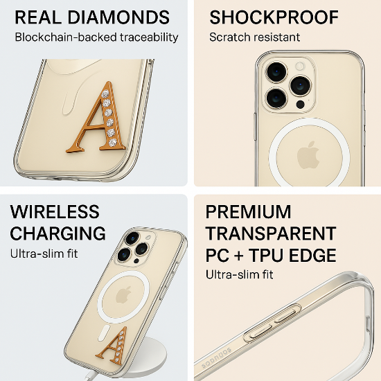 Picture of Kartuce® Transparent Diamond Monogram Case for Apple iPhone – Luxury Edition